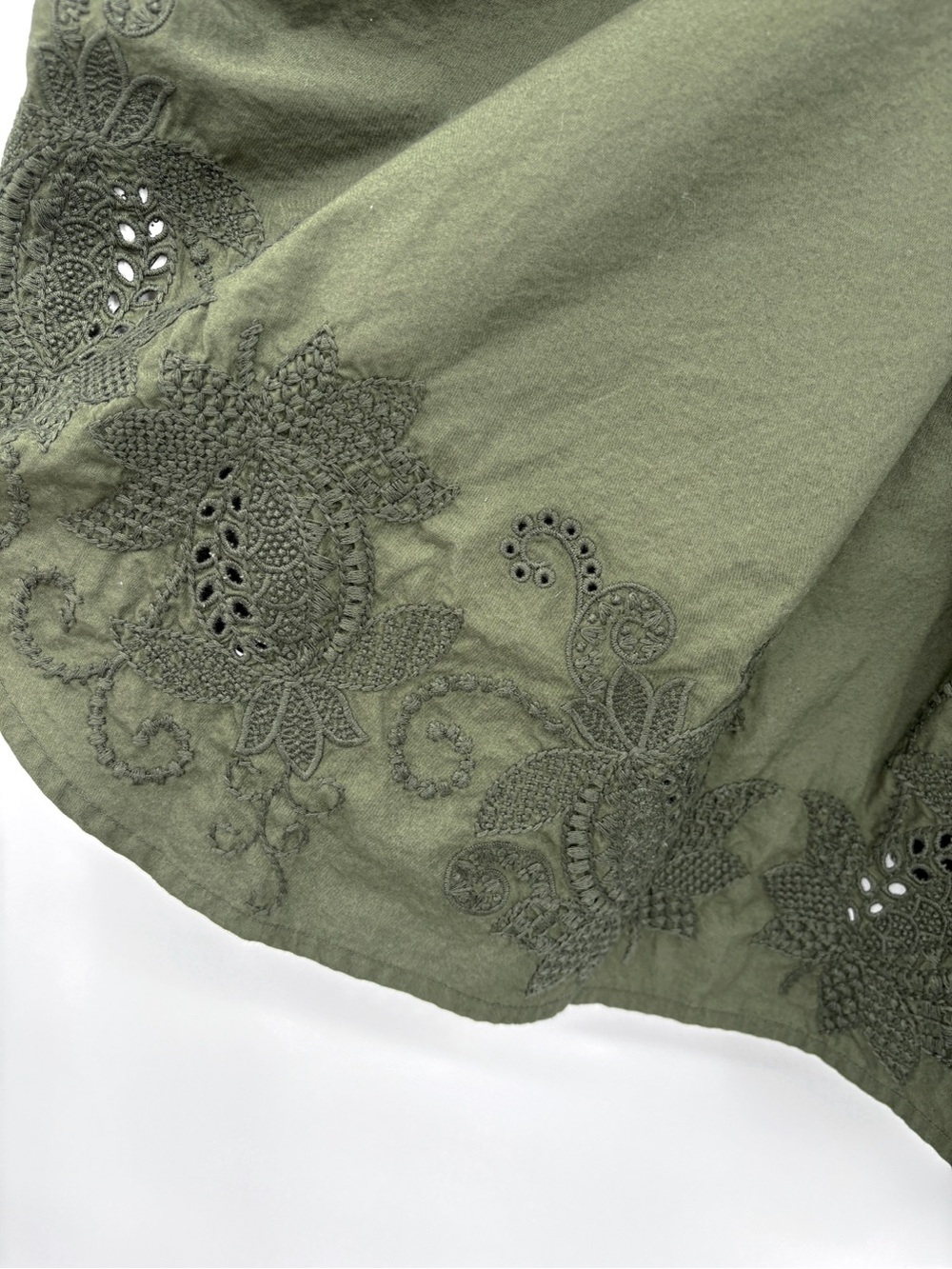 RAG & BONE Marin Embroidered Eyelet Crop Blouse Olive Green S - Picture 7 of 9